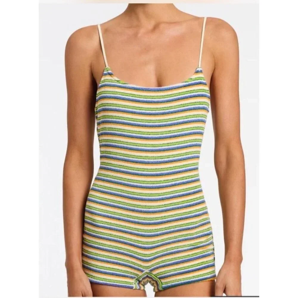 TRIANGL Retro Stripe Playsuit Womens XXS NEW Terry Cloth Swimsuit Coco Popi NWT - Picture 13 of 13